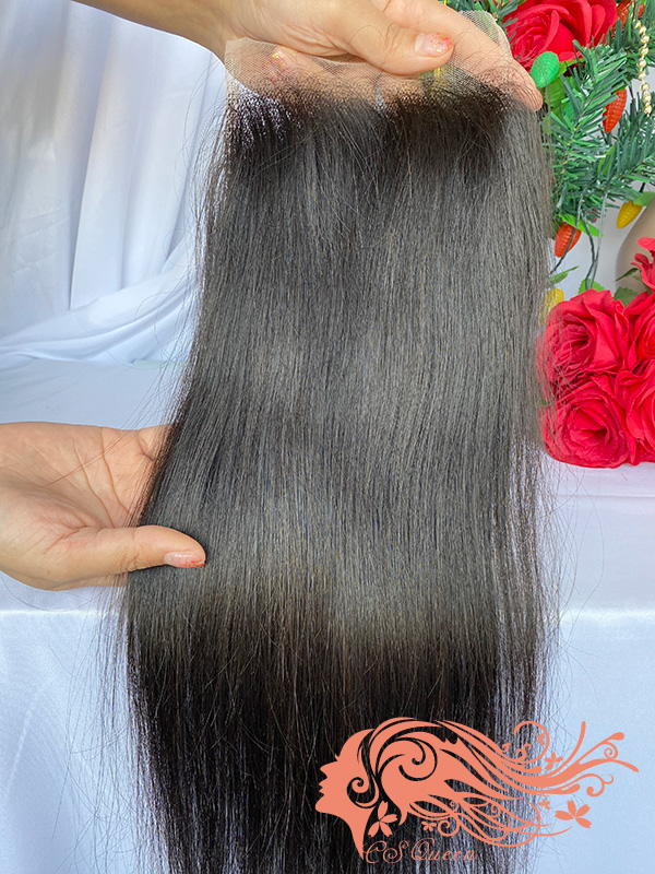 Csqueen Raw hair Straight hair 4X4 Transparent Lace Closure 100% Human Hair - Click Image to Close